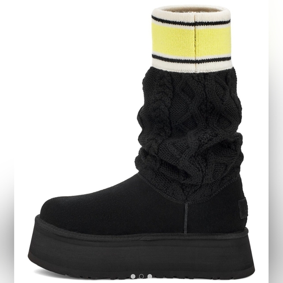 Ugg Black Platform Tall Sock Boot/Sweater Letter Classic Boot Size 8 - Picture 7 of 7